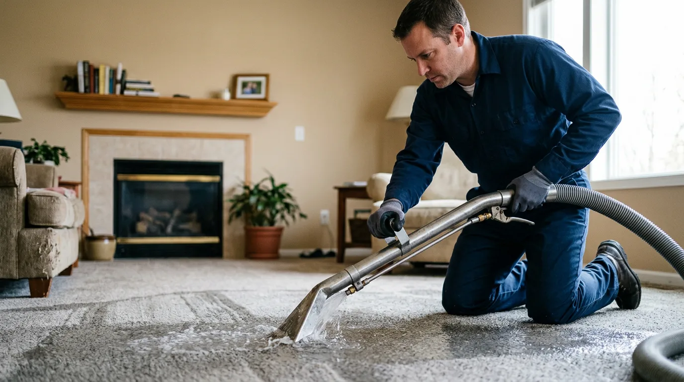 Water damage restoration technician working near Middlesex, NC
